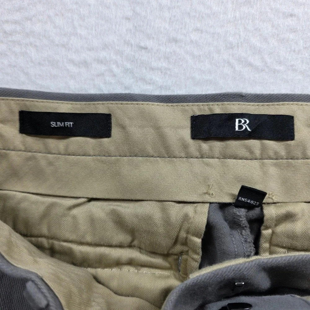Banana Republic Chino Pants Mens 30x27 Grey Slim‎ Fit Hemmed Cotton Twill